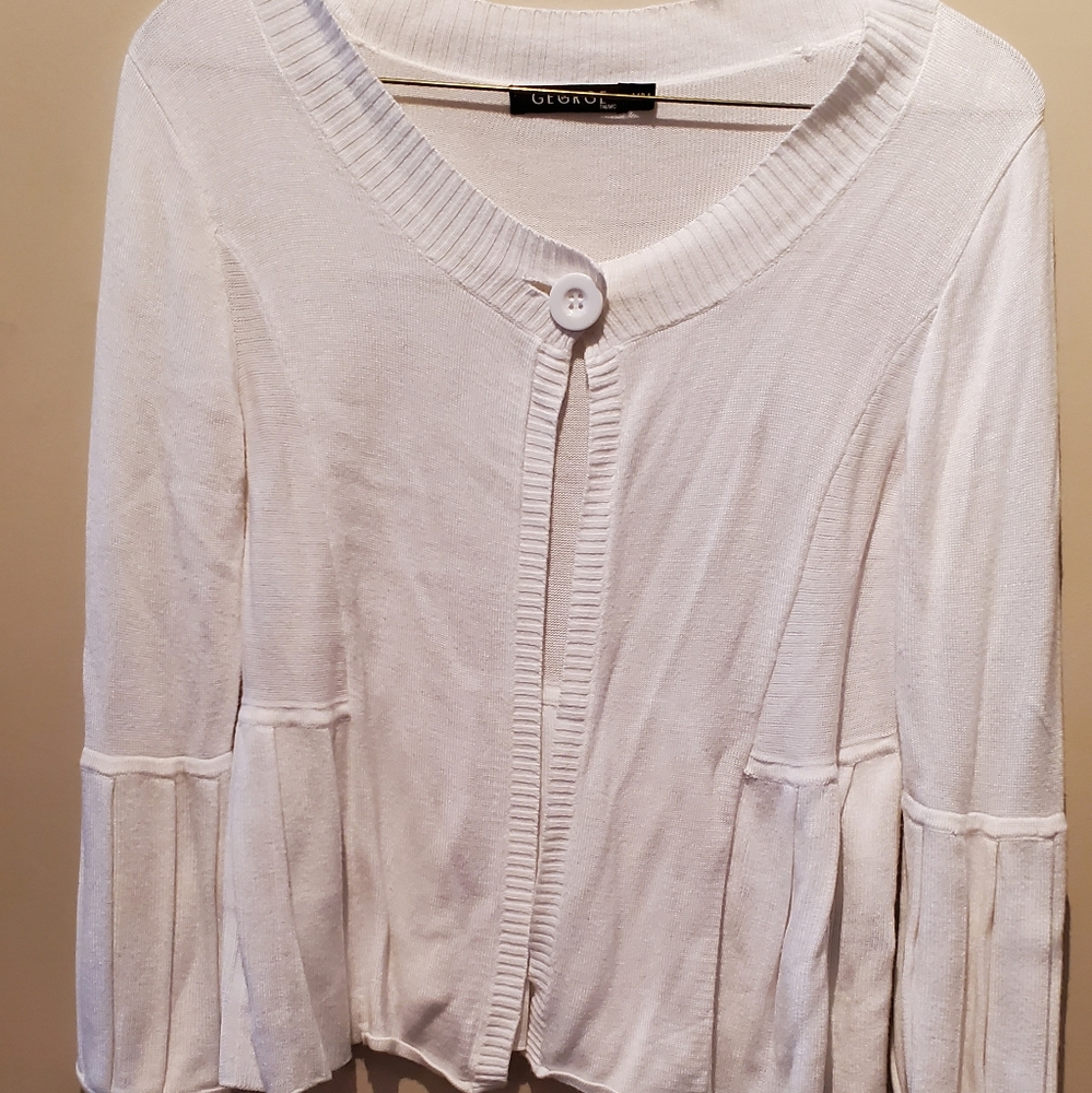🌼3/25 George 3/4 sleeve lightknit crop sweater M - Picture 1 of 8